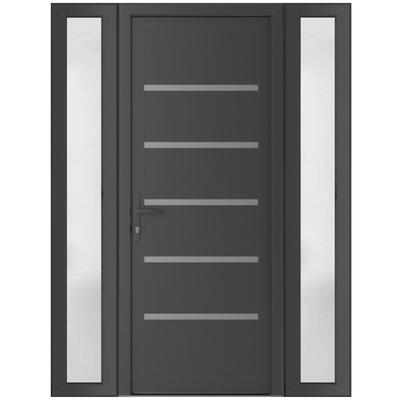 Exterior Prehung Metal-Plastic Door Manux 8415 Antracite Grey W32xH80 Lefthand Inswing