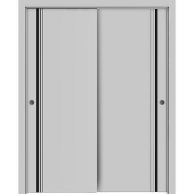 Bypass Doors 36 x 80 Planum 0011 Grey Matte with Sturdy Rails