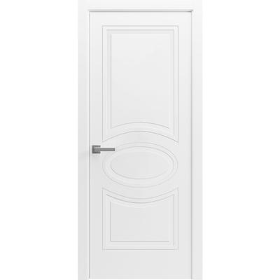 Solid French Pre-Hung Door / Mela 7001 Matte White / Single Regular Panel Frame Handle / Modern Doors -18x80