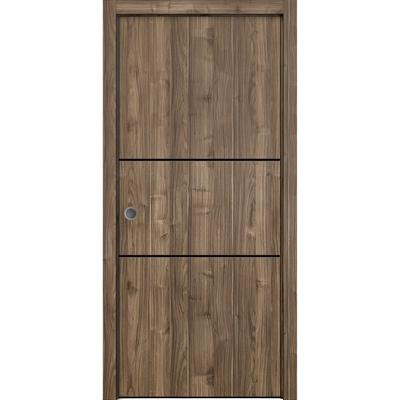 French Pocket Door 18 x 80 with Planum 0014 Walnut with Kit Trims Rail