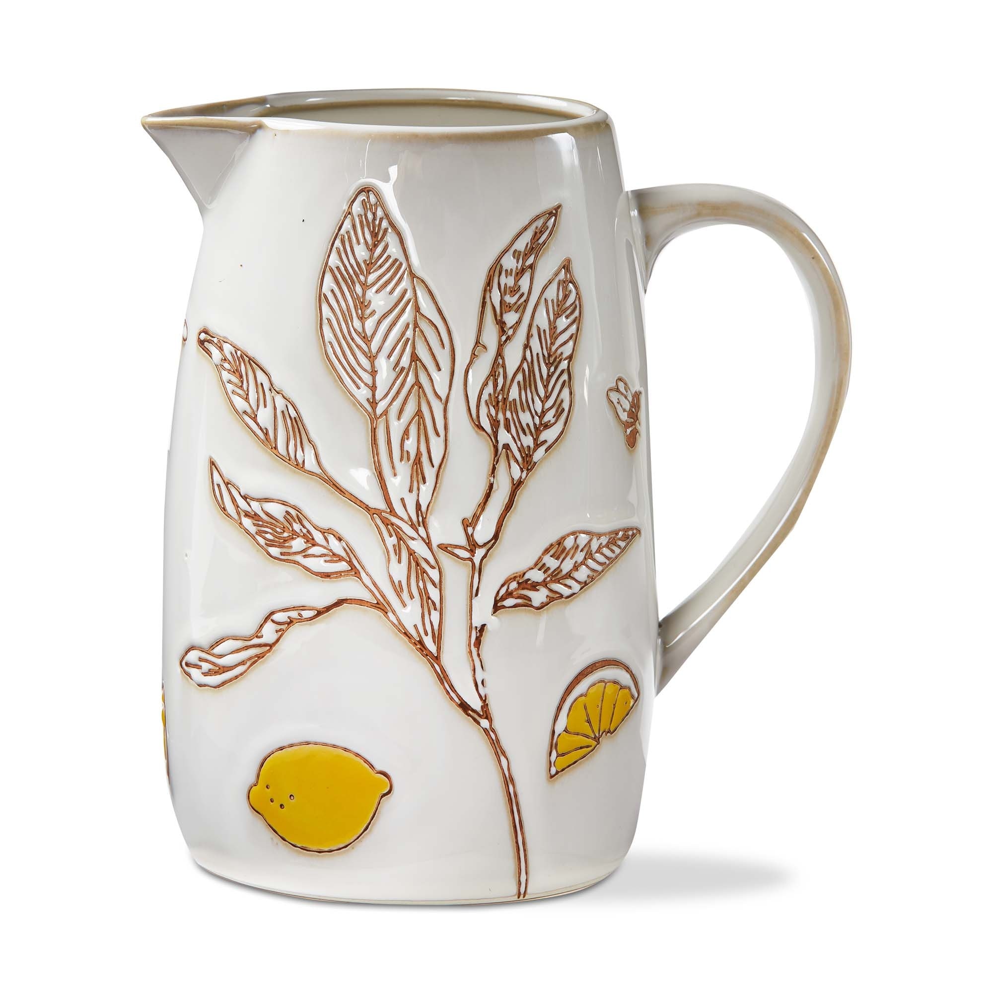 Lavender & Honey Lemon Ceramic Pitcher - 58oz Beverage Server for Spring & Summer, Hand Wash Only, Multicolor