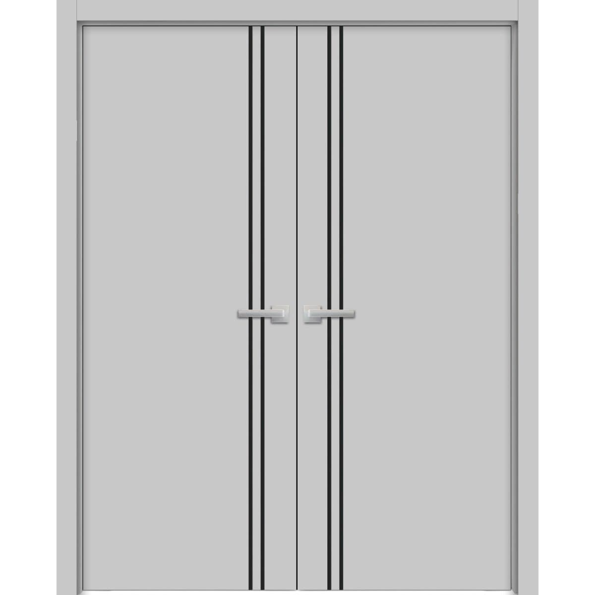 Solid French Double Doors 56 x 80 Planum 0016 Grey Matte with