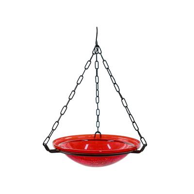 Achla Designs Crackle Glass Hanging Birdbath Bowl, 12.5 Inch Tall