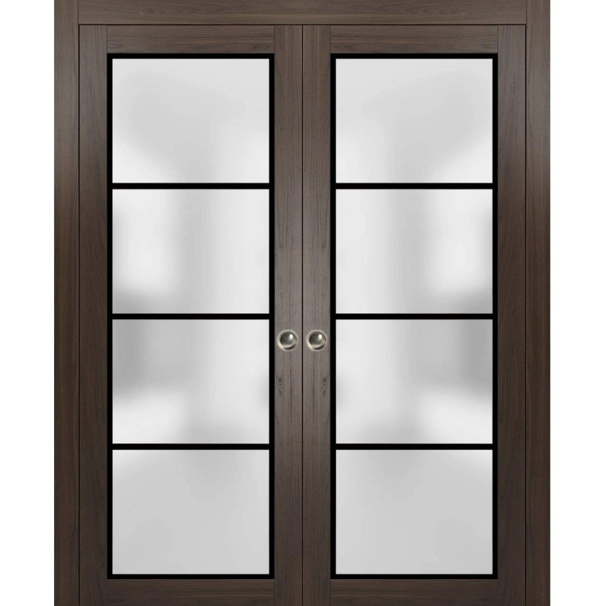 French Double Pocket Doors 36x80 Planum 2132 Chocolate Ash Kit Trims Rail