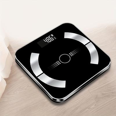 TEMU 1pc Sleek Black Led Weight Scale - Usb Rechargeable, 150mah Lithium Polymer Battery, High-precision Weighing For Fitness & Health Tracking, With Display
