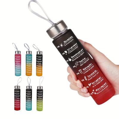 TEMU 1pc Gradient Color Water Bottle With Straw Lid, Leakproof Sports , Portable With Carry Loop, Insulated For Hot/cold Beverages, Gym/outdoor/travel Use Image