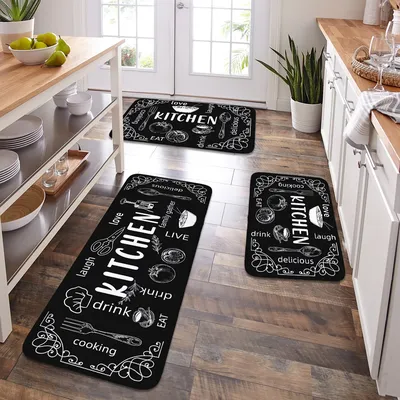 VIKAMA kitchen carpet washable, non-slip, absorbent floor mat, bathroom floor mat, absorbent kitchen