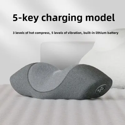 Neck Massage Pillow with Vibration Heating Neck Sleep Pillow 5-point Charging Model - Vibration+heating+built-in Lithium Battery