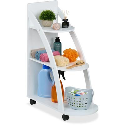 Rollwagen, 3 Ebenen, HxBxT: 80 x 60 x 30 cm, 4 Rollen, Badezimmer, Küche, mdf, schmaler Image