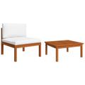 Set di 2 divani da giardino cuscini legno bianco 65x65x60 cm