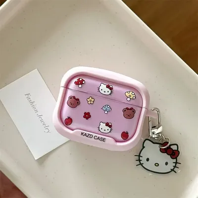 Niedliche Cartoon-Sanrio-Hallo-Kitty-Kopfhörerhülle für AirPods 4, 1, 2, 3 Pro 2021, kabelloses Bluetooth-Headset, weiche TPU-Schutzhülle Image
