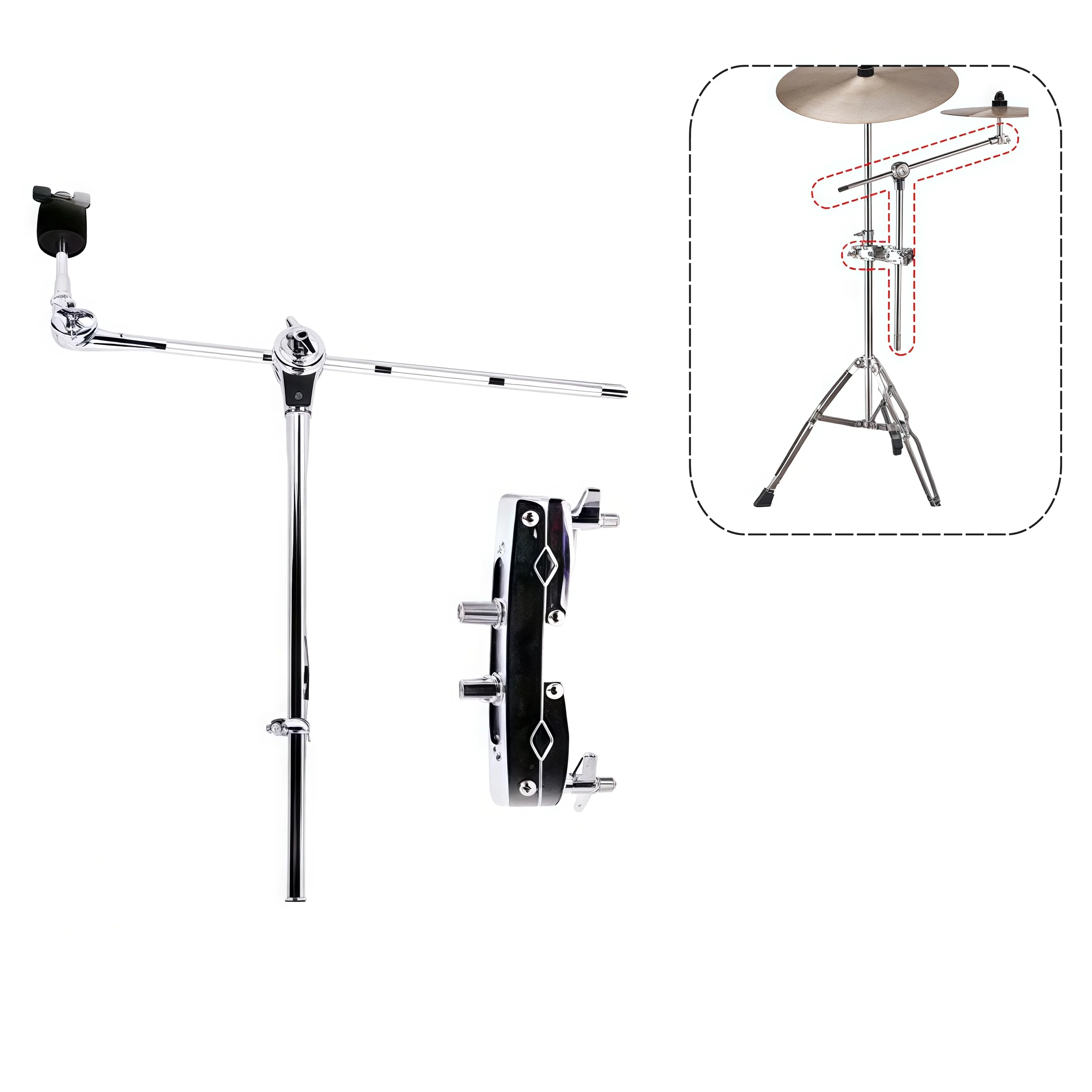 Universeller Beckenhalter-Erweiterungsständer mit Clip-Drum-Verlängerung, Beckenbefestigung für Tom Drum Cymbal Stand Cowbell Image