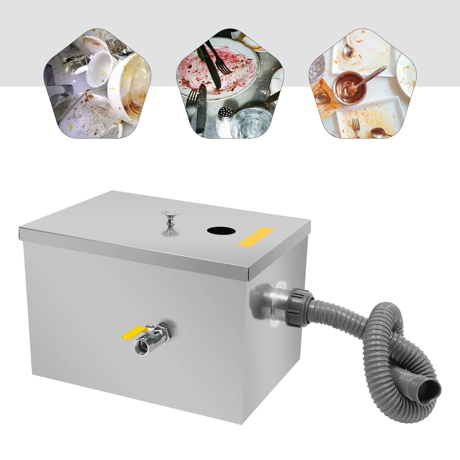 Kommerzielle 20-Liter-Fettfalle, Edelstahl-Fettinterceptor mit automatischer Abschaltung für die Küche im Restaurant, in der Fabrik zu Hause Image