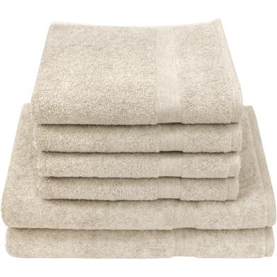 Handtuch Set DYCKHOFF "Deep Harmony Comfort", beige (natur), 6 tlg., Frottier, Frottier, Obermaterial: 85% Baumwolle, 15% Hanf, Handtuch-Sets, 15% Hanf;4 Handtücher (50x100cm), 2 Duschtuch (70x140cm) Image