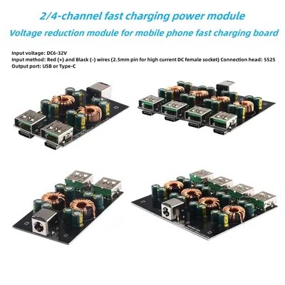 2/4-Kanal-Schnelllade-Leistungsmodul DC6-32V USB Pd3.0 (PPS) Schnellladeplatine für Mobiltelefone Image