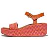Keilsandalette FITFLOP "PLATFFORMS WOVEN WEDGE", Damen, Gr. 37, orange (orange, rose), Leder, Textil, geflochten, modisch, Schuhe, Plateau Sandale, Sommerschuh in raffinierter Optik
