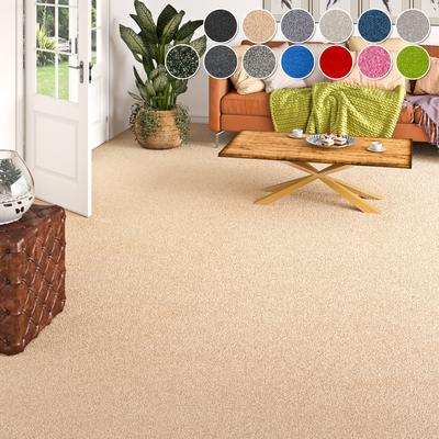 Teppichboden MY HOME "Zephyra, Schlinge, Made in Netherlands", beige, B:400cm H:8mm L:750cm, Kunstfaser, Teppiche, Uni Farben, Breite 400 cm, strapazierfähig, Wohnzimmer, Schlafzimmer Image