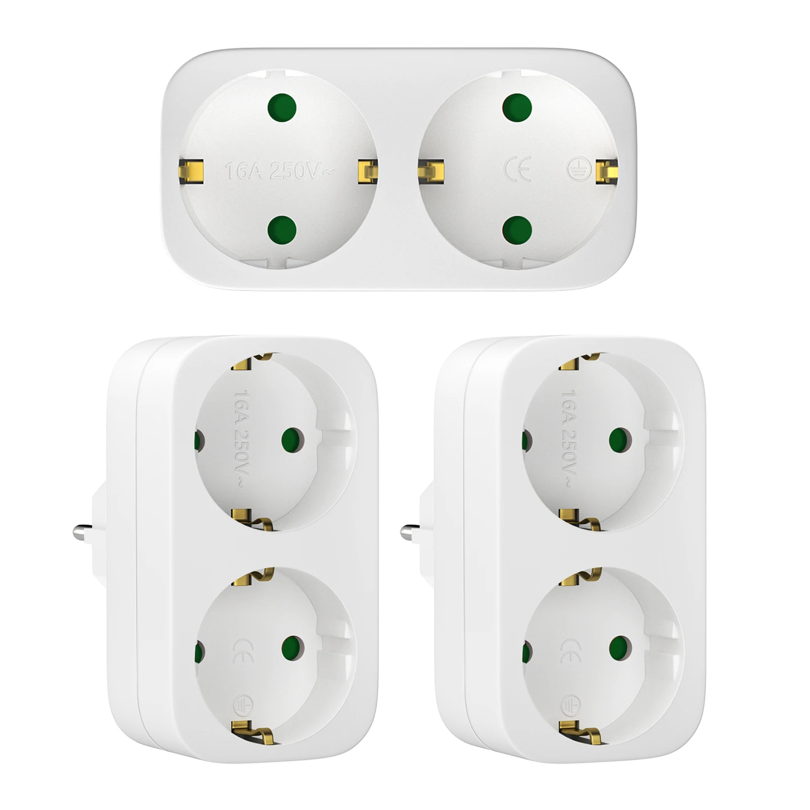 3 stücke Doppel Steckdose Adapter Tragbare Mehrere Steckdosen EU Umwandlung Stecker Deutsch Standard Schuko Steckdose Für Reise
