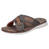 Pantolette RIEKER, Herren, Gr. 43, grün (oliv, braun), Textil, Lederimitat, kontrastfarbene Details, casual, Schuhe, Sommerschuh, Hausschuh, Strandschuh zum Schlupfen