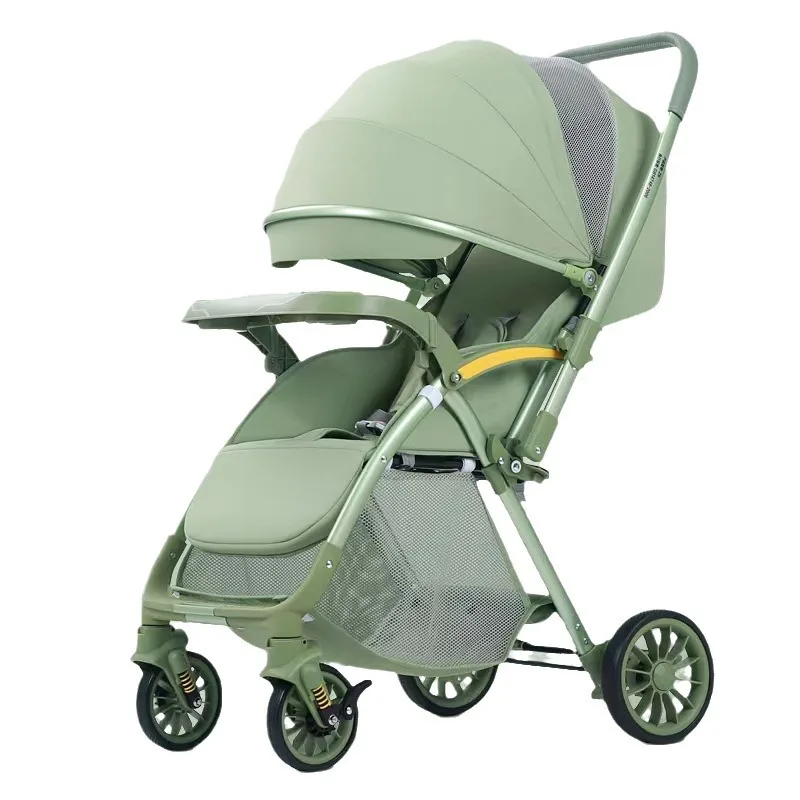 Baby-Kinderwagen, faltbar, tragbar, hohe Sicht, für Reisen, 2-Wege-Kutsche, Sitzen oder Liegen, leichter Baby-Kinderwagen mit 4 Rädern Image
