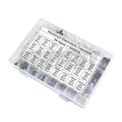 500 Stück/Los 0,1 UF-1000UF 24 Werte 16V-50V Mix Aluminium Elektrolyt kondensator sortiert Kit und Image