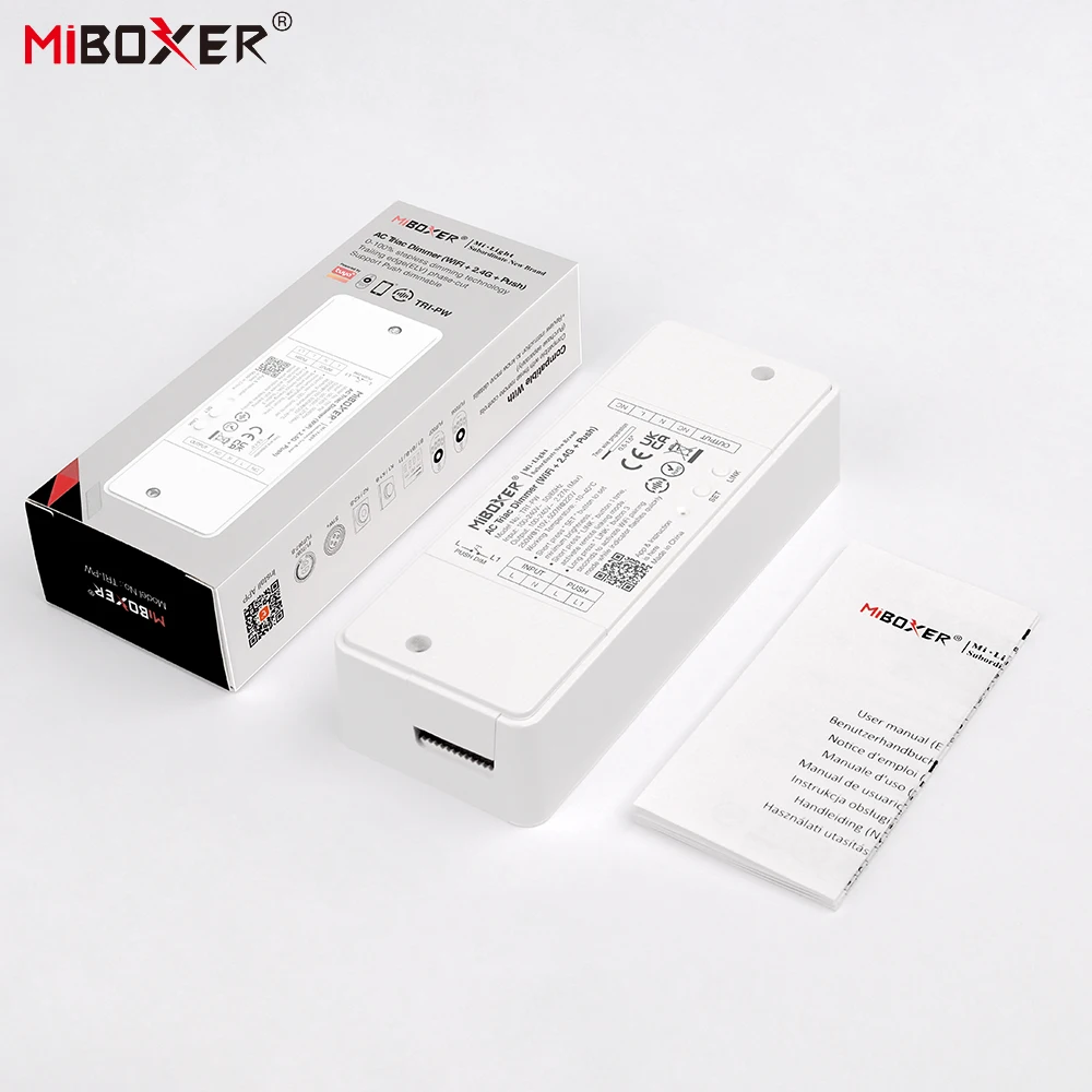 Miboxer TRI-PW AC100-240V 500W 2,4GHz+Push Tuya Smart Dimmer Schalter für traditionelle dimmbare Glühlampen/Halogen/Triac-Lampen