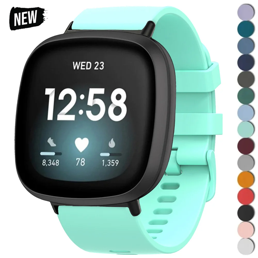 Silikonarmband für Fitbit Versa 4 3 2 1 Versa Lite, weiches Sport-Uhrenarmband mit Dornschließe für Fitbit Sense/Sense 2 Ersatzarmband Image