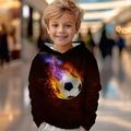 Ragazzi 3D Football Felpa con cappuccio Pullover Manica lunga Stampa 3D Autunno Inverno Moda Streetwear Fresco Poliestere Bambini All'aperto Casual Quotidiano Vestibilità regolare