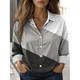 Camicia casual da donna con stampa geometrica maniche lunghe colletto e bottoni ideale per il lavoro e l'uso quotidiano in primavera autunno e inverno.