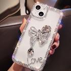 Custodia antiurto trasparente per telefono cellulare con glitter e strass farfalla per donne e ragazze compatibile con iPhone 15 Pro Max Plus iPhone 14 iPhone 13 iPhone 12 iPhone 11 Mini XS XR e 8