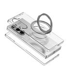 Custodia trasparente per Samsung Galaxy Z Fold 6 con supporto per stand e supporto per ricarica wireless.