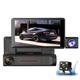 Telecamera per auto HD 3 telecamere e display LCD da 4 pollici Rotazione a 360 gradi Grandangolo a 170 gradi Visione notturna Archiviazione automatica DVR 1080P