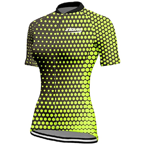 Damen Radtrikot Tupfen Kurzarm Fahhrad T-Shirt Trikot mit 3 Gesäßtaschen Mountainbike MTB Schnelltrocknend Anatomisches Design Feuchtigkeitsableitend Atmungsaktiv Sport Rosa Blau Dunkelgrün Bekleidung