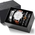 Montre à quartz analogique rétro classique pour homme avec chronographe et bracelet en cuir allié