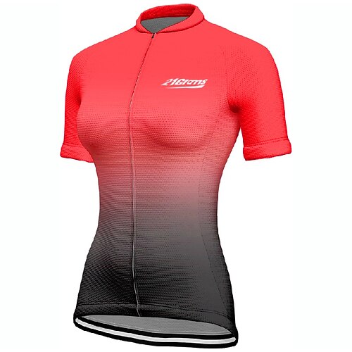 Damen Radtrikot Farbverlauf Kurzarm Fahhrad T-Shirt Trikot mit 3 Gesäßtaschen Mountainbike MTB Schnelltrocknend Anatomisches Design Feuchtigkeitsableitend Atmungsaktiv Sport Gelb Rot Blau Bekleidung Image