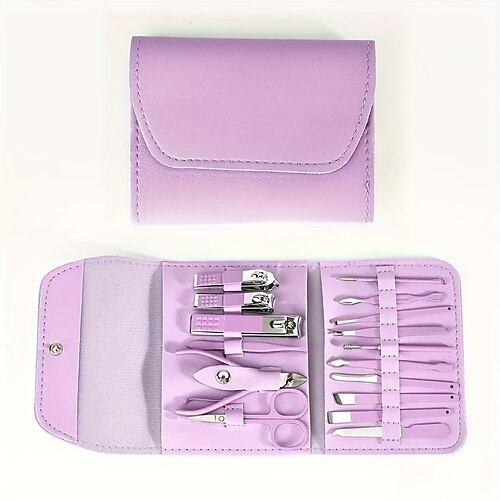 16-in-1-Profi-Nagelknipser-Pediküre-Maniküre-Set, Nagelpflege-Set aus Edelstahl mit luxuriöser Reise-Ledertasche für dicke Nägel, Geschenk für Männer und Frauen Image