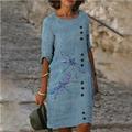 Robe midi décontractée pour femme manches mi-longues col rond imprimé animal coupe ample été printemps basique bureau quotidien vacances en violet clair vert bleu.
