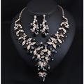 Ensemble de bijoux de mariée pour femme collier et boucles d'oreilles en alliage de strass en cristal fleurs colorées pour mariages et fêtes