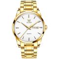 Montre à quartz OLEVS pour homme - Grand cadran minimaliste de luxe - Calendrier lumineux - Date - Semaine - Bracelet en acier inoxydable étanche