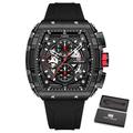 MINI FOCUS Montre chronographe à quartz pour homme avec calendrier lumineux et bracelet en silicone étanche - Marque de luxe haut de gamme