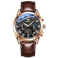Montre-bracelet à quartz étanche pour homme OLEVS avec bracelet en cuir respirant et chronographe idéale pour le sport