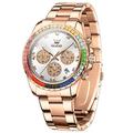 Montre à quartz OLEVS pour homme montre-bracelet en acier étanche avec calendrier lumineux et chronographe