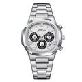 Montres-bracelets à quartz chronographe décontractées et sportives pour hommes CRRJU avec bracelet en acier inoxydable et date