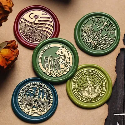 City Seal Wax Stamps Solid Copper Head Sealing Wax Stamps DIY Cards Scrapbooking Envelopes Invitation Decor Paris Rome New York