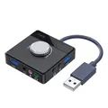 Scheda audio esterna USB da 3 porte a jack da 3,5 mm Scheda audio regolabile con volume senza driver Adattatore audio stereo esterno