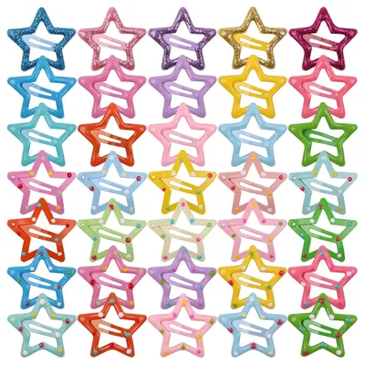 10Pcs Fashion Colored Polka Dot Star HairClips Kids Headwear Alloy Barrettes Cute BB Clips Hairpins