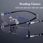Occhiali da lettura di lusso con taglio a diamante Occhiali da vista senza montatura da uomo d'affari Occhiali da presbiopia che cambiano colore da donna
