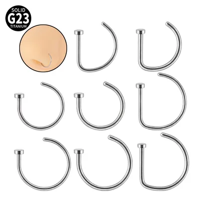 1PC G23 Titanium Nose Rings D Shape Nose Hoop Stud Ear Cartilage Piercing Nose Nostril Piercing