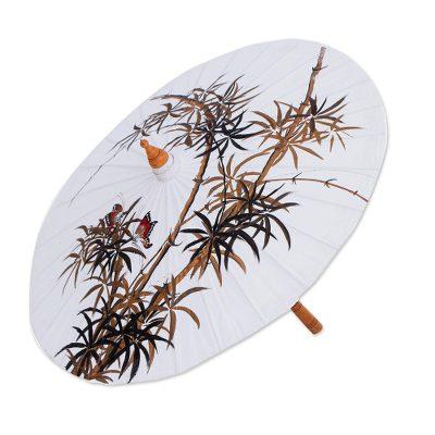 'Hand-Painted Decorative Cotton Parasol from Thailand'