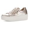 Plateausneaker GABOR, Damen, Gr. 35, gold (goldfarben), Ziegenleder, metallic, casual, Schuhe, Freizeitschuh, Halbschuh, Schnürschuh mit Best Fitting-Ausstattung